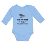 Long Sleeve Bodysuit Baby My Mommy Is A Police Officer Flag and Star Cotton
