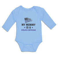 Long Sleeve Bodysuit Baby My Mommy Is A Police Officer Flag and Star Cotton