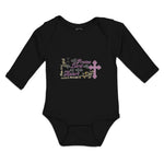 Long Sleeve Bodysuit Baby I Praise Lord My Whole Heart Religious Cross Cotton