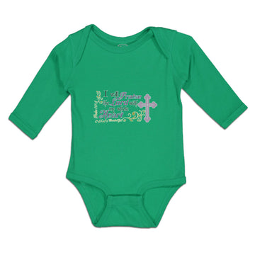 Long Sleeve Bodysuit Baby I Praise Lord My Whole Heart Religious Cross Cotton