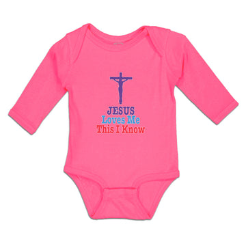 Long Sleeve Bodysuit Baby Jesus Loves Me This I Know Cross Boy & Girl Clothes