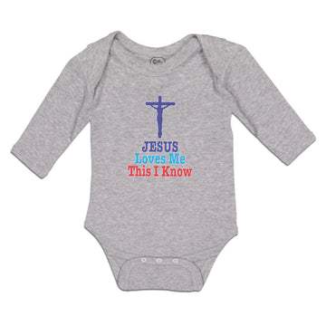 Long Sleeve Bodysuit Baby Jesus Loves Me This I Know Cross Boy & Girl Clothes