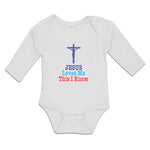 Long Sleeve Bodysuit Baby Jesus Loves Me This I Know Cross Boy & Girl Clothes