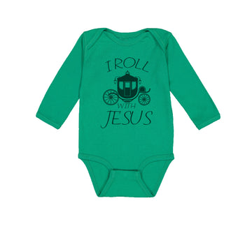 Long Sleeve Bodysuit Baby I Roll with Jesus Christian Jesus God Cotton