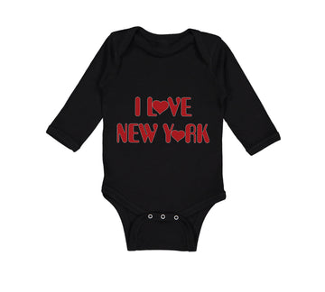 Long Sleeve Bodysuit Baby I Love New York Valentines Love Boy & Girl Clothes