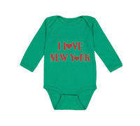 Long Sleeve Bodysuit Baby I Love New York Valentines Love Boy & Girl Clothes