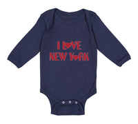 Long Sleeve Bodysuit Baby I Love New York Valentines Love Boy & Girl Clothes