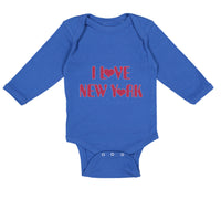 Long Sleeve Bodysuit Baby I Love New York Valentines Love Boy & Girl Clothes