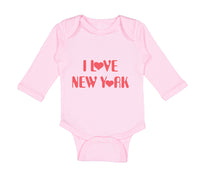 Long Sleeve Bodysuit Baby I Love New York Valentines Love Boy & Girl Clothes