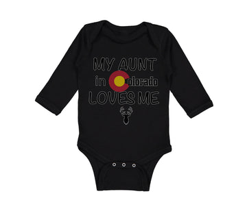 Long Sleeve Bodysuit Baby My Aunt in Colorado Loves Me Valentines Love Cotton