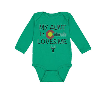 Long Sleeve Bodysuit Baby My Aunt in Colorado Loves Me Valentines Love Cotton