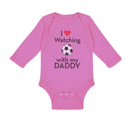 Long Sleeve Bodysuit Baby I Love Watching Soccer with My Daddy Soccer Cotton