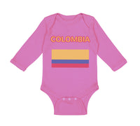 Long Sleeve Bodysuit Baby Love Heart Colombia Soccer Ball Soccer Cotton