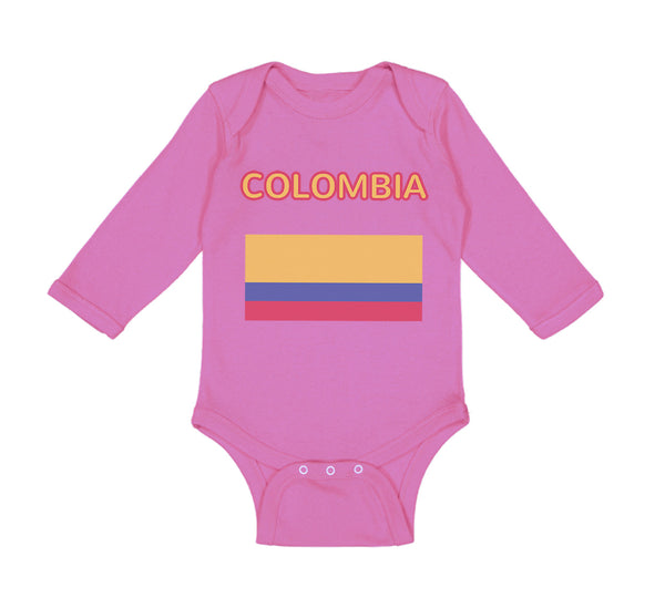 Long Sleeve Bodysuit Baby Love Heart Colombia Soccer Ball Soccer Cotton