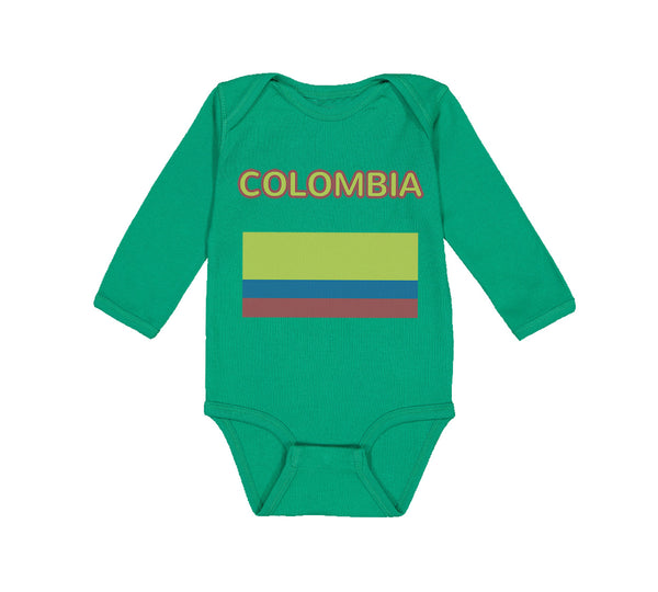 Long Sleeve Bodysuit Baby Love Heart Colombia Soccer Ball Soccer Cotton