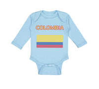 Long Sleeve Bodysuit Baby Love Heart Colombia Soccer Ball Soccer Cotton