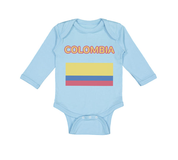 Long Sleeve Bodysuit Baby Love Heart Colombia Soccer Ball Soccer Cotton