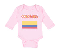 Long Sleeve Bodysuit Baby Love Heart Colombia Soccer Ball Soccer Cotton