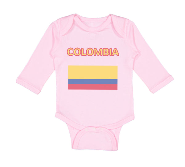 Long Sleeve Bodysuit Baby Love Heart Colombia Soccer Ball Soccer Cotton