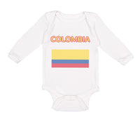 Long Sleeve Bodysuit Baby Love Heart Colombia Soccer Ball Soccer Cotton