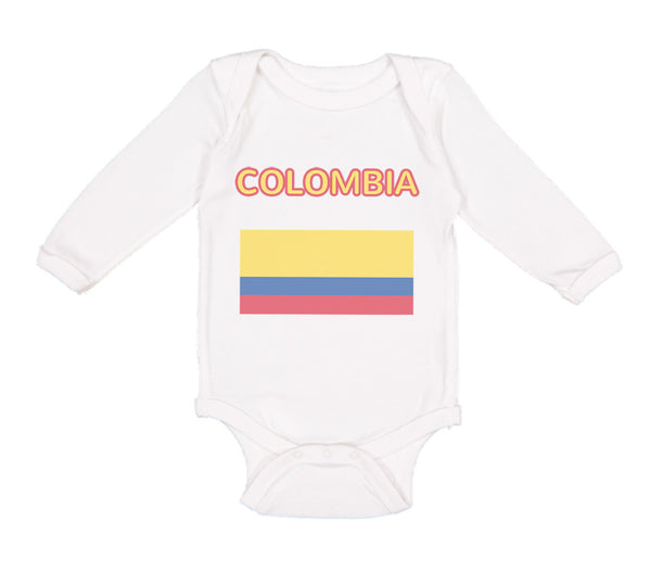 Long Sleeve Bodysuit Baby Love Heart Colombia Soccer Ball Soccer Cotton