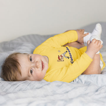 Long Sleeve Bodysuit Baby Colorado Boy Playing Baseball Sport Bat and Ball