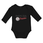 Long Sleeve Bodysuit Baby Daddy's Little Picther Sport Baseball Cotton - Cute Rascals
