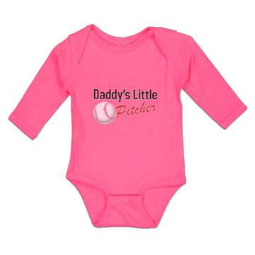 Long Sleeve Bodysuit Baby Daddy's Little Picther Sport Baseball Cotton