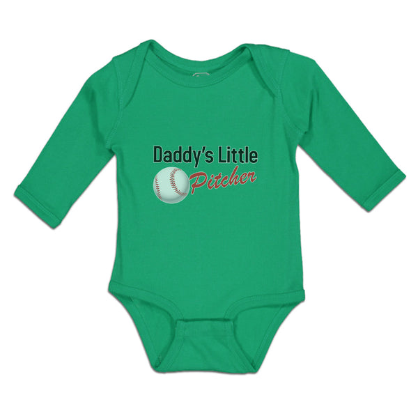 Long Sleeve Bodysuit Baby Daddy's Little Picther Sport Baseball Cotton - Cute Rascals