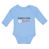Long Sleeve Bodysuit Baby Daddy's Little Picther Sport Baseball Cotton - Cute Rascals