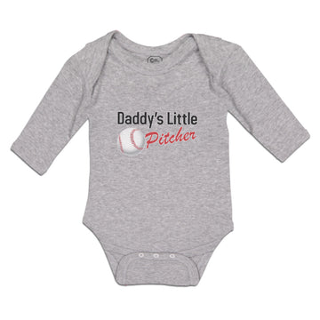 Long Sleeve Bodysuit Baby Daddy's Little Picther Sport Baseball Cotton