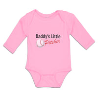 Long Sleeve Bodysuit Baby Daddy's Little Picther Sport Baseball Cotton - Cute Rascals
