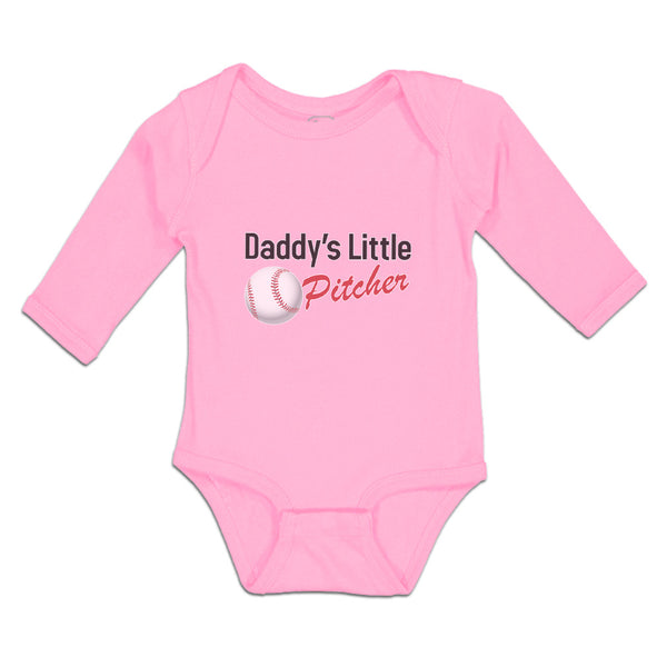 Long Sleeve Bodysuit Baby Daddy's Little Picther Sport Baseball Cotton - Cute Rascals
