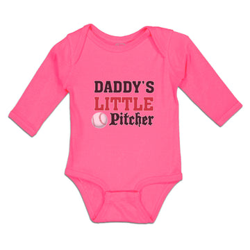 Long Sleeve Bodysuit Baby Daddy's Little Picther Sport Baseball Cotton