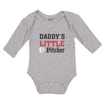 Long Sleeve Bodysuit Baby Daddy's Little Picther Sport Baseball Cotton - Cute Rascals