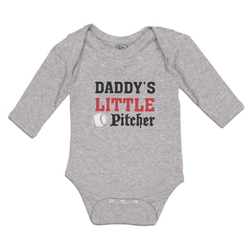 Long Sleeve Bodysuit Baby Daddy's Little Picther Sport Baseball Cotton