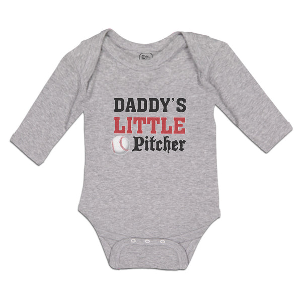 Long Sleeve Bodysuit Baby Daddy's Little Picther Sport Baseball Cotton - Cute Rascals