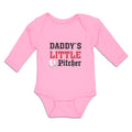 Long Sleeve Bodysuit Baby Daddy's Little Picther Sport Baseball Cotton
