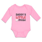 Long Sleeve Bodysuit Baby Daddy's Little Picther Sport Baseball Cotton - Cute Rascals