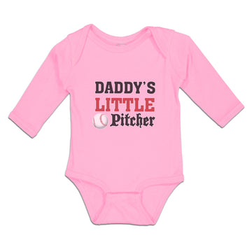 Long Sleeve Bodysuit Baby Daddy's Little Picther Sport Baseball Cotton