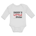 Long Sleeve Bodysuit Baby Daddy's Little Picther Sport Baseball Cotton - Cute Rascals