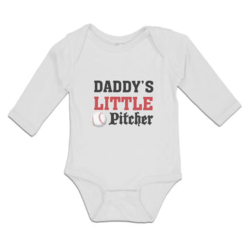 Long Sleeve Bodysuit Baby Daddy's Little Picther Sport Baseball Cotton