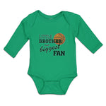 Long Sleeve Bodysuit Baby Little Brother and Biggest Fan Basketball Sports