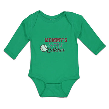Long Sleeve Bodysuit Baby Mommy's Little Catcher Baseball Sports Cotton