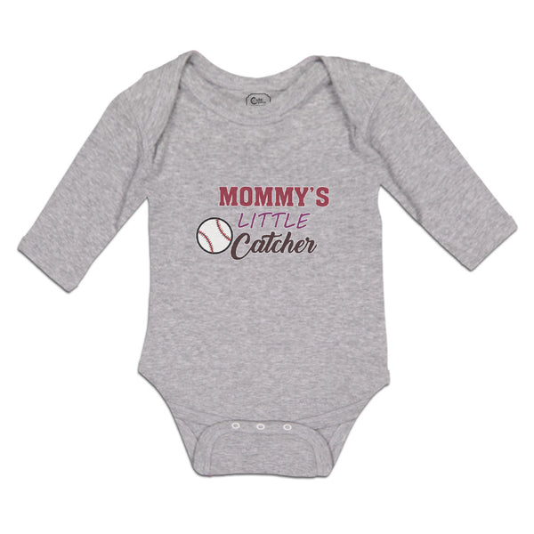 Long Sleeve Bodysuit Baby Mommy's Little Catcher Baseball Sports Cotton