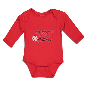 Long Sleeve Bodysuit Baby Mommy's Little Catcher Baseball Sports Cotton