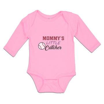 Long Sleeve Bodysuit Baby Mommy's Little Catcher Baseball Sports Cotton