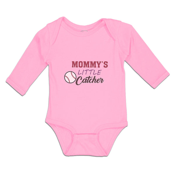 Long Sleeve Bodysuit Baby Mommy's Little Catcher Baseball Sports Cotton