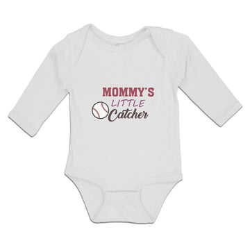Long Sleeve Bodysuit Baby Mommy's Little Catcher Baseball Sports Cotton