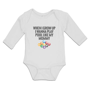 Long Sleeve Bodysuit Baby Grow Wanna Pool My Mommy Sport Tenpin Balls Cotton